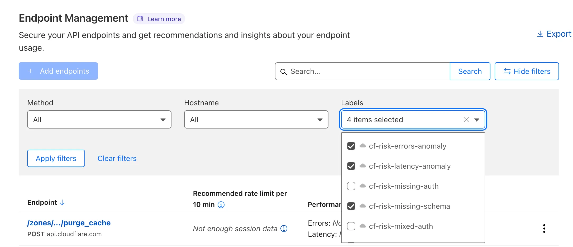 A list of endpoint management labels