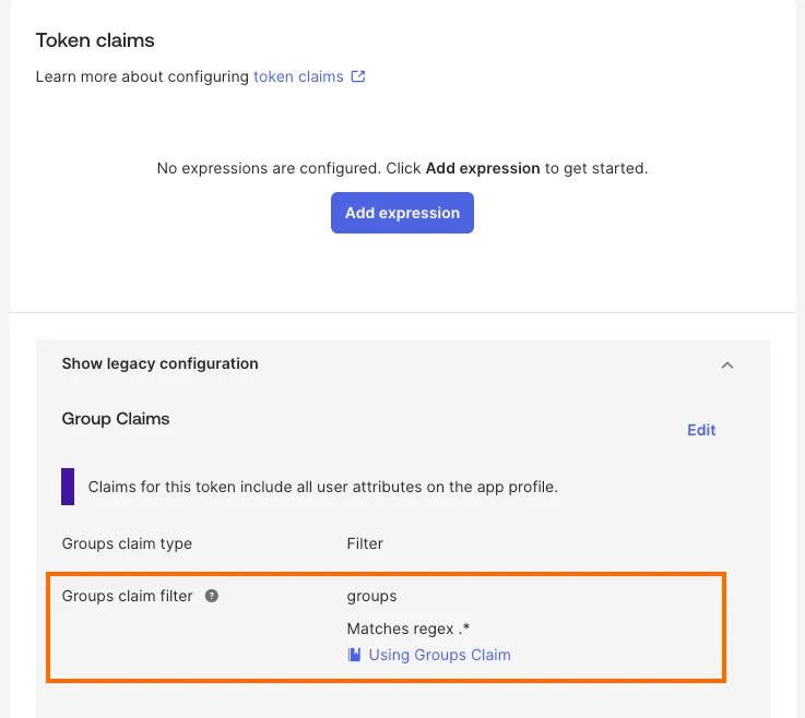 Configuring the Groups claim filter in Okta